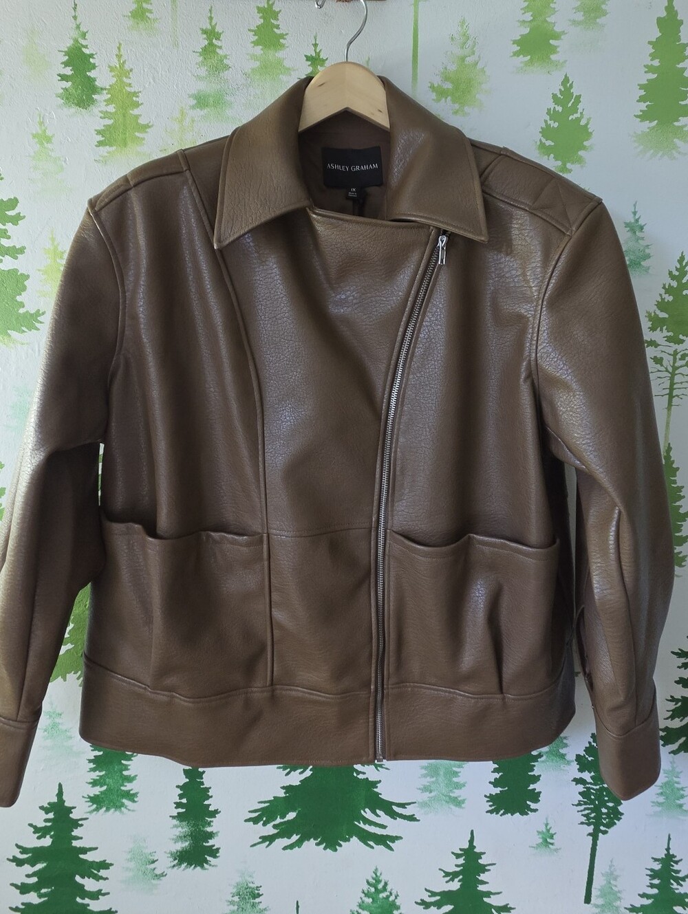Ashley Graham Faux Leather Midweight Motorcycle Jacket